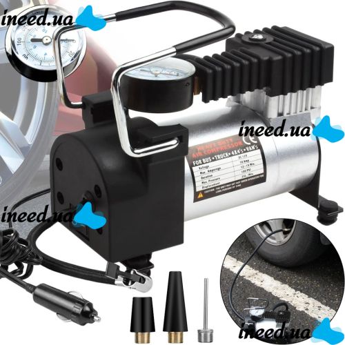Автокомпрессор от прикуривателя Аir pump HS-208 965кПа для накачки шин 140PSI 10Amp Автомобильный компрессор насос для подкачки колес машины Черный