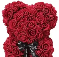 Маленький мишка из искусственных 3D роз Teddy Bear de Luxe 25 см Burgundy, бордовый медведь Тедди