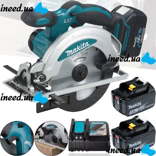 Аккумуляторная дисковая пила Makita DHS680Z LXT 18V 3Ah 165 мм для распила дерева с 2 аккумуляторами, Беспроводная циркулярная пила Макита Синяя