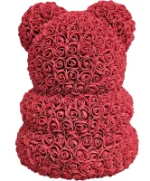 Маленький мишка из искусственных 3D роз Teddy Bear de Luxe 25 см Burgundy, бордовый медведь Тедди