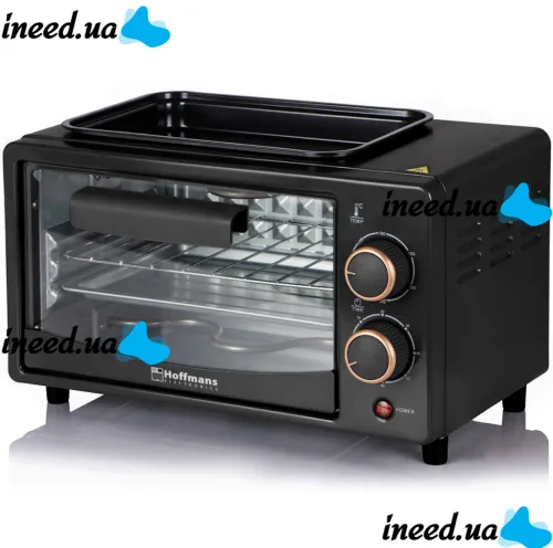 Мини электропечь Hoffmans HM-748 800W 12л настольная электрическая духовка с таймером и механическим управлением температур до 250 градусов от сети