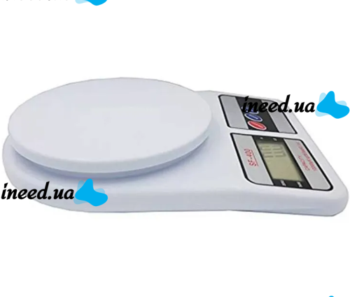Электронные настольные весы от 1г до 7 кг SF-400, Кухонные весы с Led дисплеем с круглой платформой для взвешивания продуктов Белые