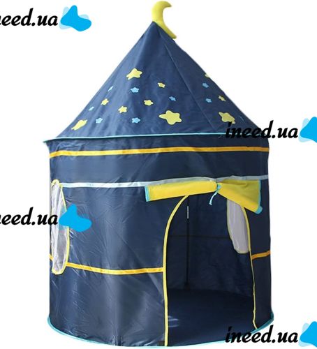Children's Play Tent Castle Beautiful Cubby house 3 in 1 for Children with Tent House, Tunnel and Dry Pool, Prefabricated Teepee with Bag Blue