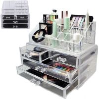 Настольный акриловый органайзер Акриловый Cosmetic Storage Box для косметики и мелочей, Косметический бокс с выдвижными ящиками Прозрачный