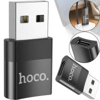 Универсальный переходник Hoco UA17 USB to Type-C с функцией зарядки и передачи данных до 480 Мбит/с, Адаптер Хоко юсб на USB-C 3A 60W Черный