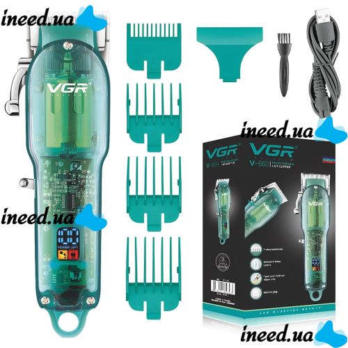 Rechargeable VGR V-660 Hair Clipper with Attachments 5W Wireless Mustache and Beard Trimmer with USB and LED Display V660