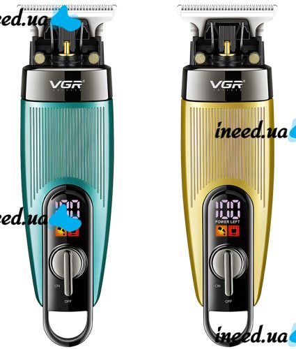 Аккумуляторная машинка для стрижки волос VGR V-975 5W беспроводной мужской триммер для окантовки бороды и усов со сменными насадками и дисплеем USB
