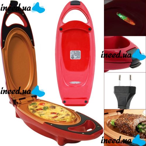 Двухсторонняя электросковорода для вторых блюд Red Copper 5 Minuts Chef 800W электрическая плита, скороварка, бутербродница с антипригарным покрытием