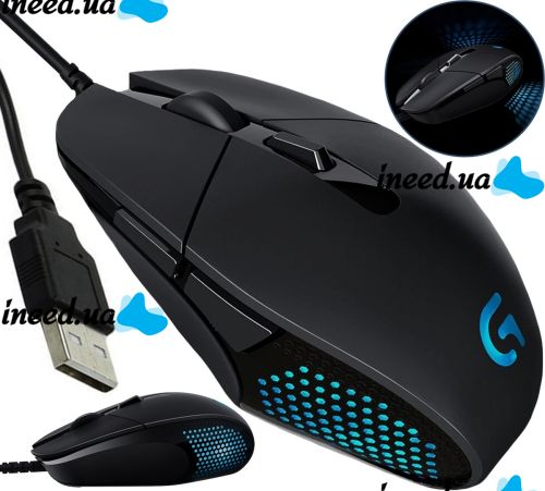Игровая компьютерная мышь Logitech G302 Deadalus Prime проводная USB геймерская мышка с подсветкой для ПК компьютера и ноутбука G-302 Черная