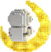 Детский мини-конструктор ночник Астронавт на луне Space Travel W2201 развивающий блочный 3D конструктор с LED подсветкой на 368 деталей