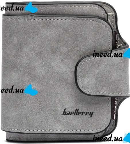 Женский замшевый кошелек Baellerry Forever Mini N 2346 Grey женское мини портмоне на 10 отделений для купюр и мелочи 10.5Х11.5 см Серое
