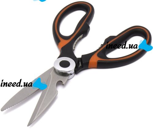 Универсальные кухонные ножницы Onnaaruji Kitchen Scissors KJ01 для нарезки мяса, рыбы и овощей, орехокол из нержавеющей стали с открывалкой в чехле