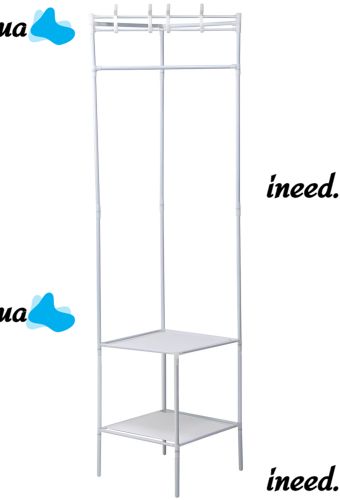 Угловая вешалка для одежды Corner Coat Rack TM2-202 вертикальная стойка с крючками для хранения вещей и двумя полками для обуви 170х43 см White