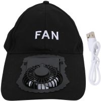 Бейсбольная кепка с вентилятором Fan RS-75 Черная, солнцезащитная, охлаждающая USB  бейсболка с обдувом, аккумулятором на солнечной батарее, летняя