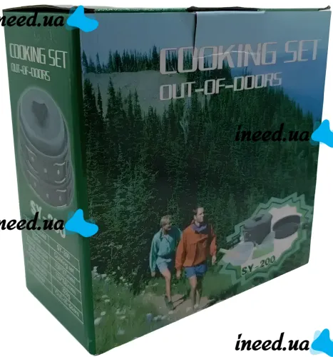 Туристический кухонный набор посуды Cooking Set SY-200 2 в 1 комплект сковородка, кастрюля и кухонные принадлежности в чехле для кемпинга DS-200