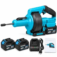 Аккумуляторная прочистная машина Makita DBU108Z 48V трос 7 м с 2 АКБ для прочистки труб и канализации, беспроводная машинка для устранения засоров