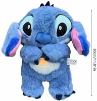 Интерактивная мягкая игрушка дышащий стич Stich 30 см, Музыкальный плюшевый ночник стич с эффектом дыхания на батарейках для новорождённых детей