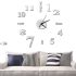 Large 3D Silent Wall Clock Diy Clock ZH01510 Grey 90cm, Frameless Self-adhesive 3D Clock Numbers on the Wall for Home, Office Grey