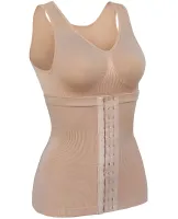 Женская корректирующая майка с корсетом Slim Comfy SC-1130 2 в 1 для коррекции фигуры, утягивающая белье с поясом на крючках для женщин Бежевое