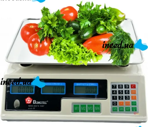 Торговые электронные весы Domotec MS-228 до 50 кг 6V точность деления 5гр, Настольные весы Домотек для торговли от сети от аккумулятора