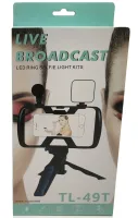 Штатив клетка для телефона Live Broadcast TL-49T 4в1 с Led подсветкой и микрофоном, Монопод держатель смартфона с пультом ДУ для селфи и видео