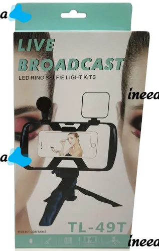 Штатив клетка для телефона Live Broadcast TL-49T 4в1 с Led подсветкой и микрофоном, Монопод держатель смартфона с пультом ДУ для селфи и видео