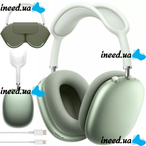 Беспроводные Bluetooth наушники AirPods Max Green полноразмерные блютуз стереонаушники с микрофоном шумоподавлением в чехле Smart Case MGYJ3 Зеленые