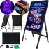 Promotional Fluorescent LED Board Fluorecent Board With Stand 50x70cm on the Counter, Luminous Ice Board on the Counter With a felt-tip pen and Napkin Black