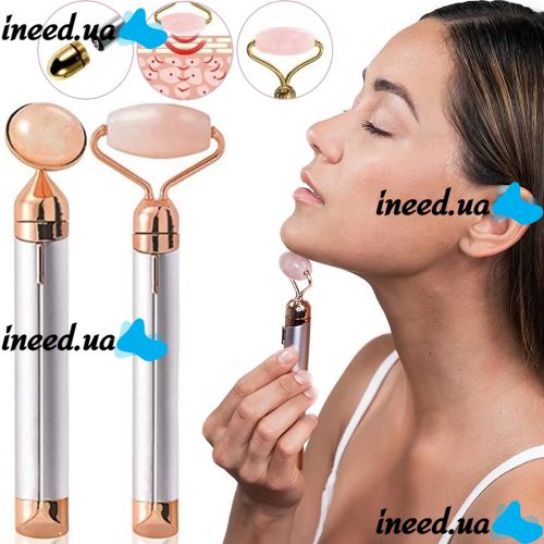 Вибромассажер роллер для лица Flawless Contour массажный ролик с двумя насадками на батарейках, электрический массажер для массажа, ролик-массажер