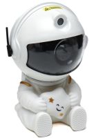 Сидячий лазерный ночник проектор Астронавт со звездой Astro Star Mini HR-F3 Белый мини светильник космонавт с проекцией звездного неба и пультом
