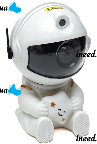 Сидячий лазерный ночник проектор Астронавт со звездой Astro Star Mini HR-F3 Белый мини светильник космонавт с проекцией звездного неба и пультом