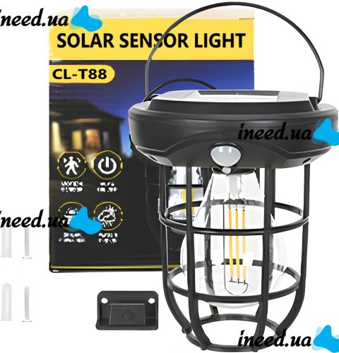 Подвесной кемпинговый фонарь Solar Sensor Light CL-T88 3 режима уличный светодиодный светильник с датчиком движения и ручкой на солнечной батарее