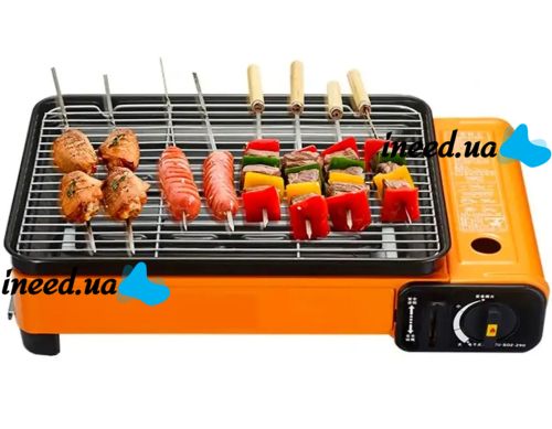 Настольная газовая гриль плита Blue Shield BDZ-290A 2200W на 1 конфорку, Одноконфорочная плитка барбекю с автоматическим пьезоподжигом и шампурами