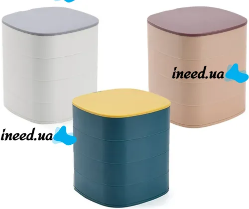 Вращающаяся шкатулка органайзер Rotatable Jewellery Organizer LD-688 для хранения ювелирных украшений 4 отделения с зеркалом, Футляр для бижутерии