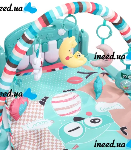 Музыкальный развивающий коврик Beiens B210 с пианино и подвесными игрушками, детская игровая люлька для развития от 3-х месяцев Baby Go Piano Playmat
