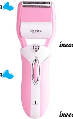Беспроводная электробритва Gemei GM-3052 Pro 3в1 с насадками пемза эпилятор с двойным лезвием для зоны бикини и ног, Женская бритва Gemmy Розовая