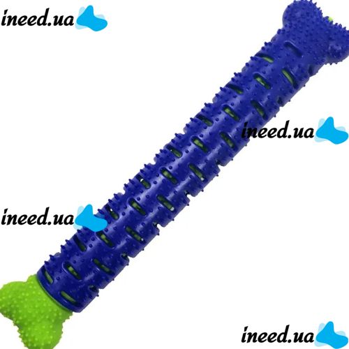 Зубная щетка для чистки десен собак Chewbrush Ardemer самоочищающаяся резиновая собачья кость, жевательная игрушка-косточка для зубов 25*4.5 см Синяя