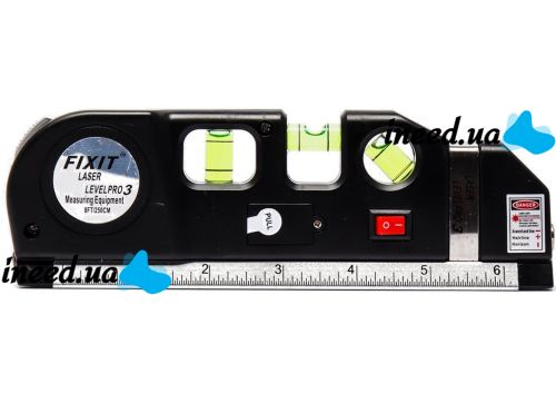 Лазерный жидкостный уровень Fixit Laser Levelpro 3 строительная лазерная линейка 2,5 метра прибор нивелир со встроенной рулеткой на батарейках