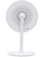 Round Touch Makeup Mirror with Fan Beauty Breeze Mirror CM-062 Desktop Rechargeable Mirror with Backlight and Magnification White