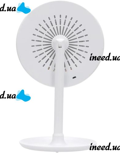 Round Touch Makeup Mirror with Fan Beauty Breeze Mirror CM-062 Desktop Rechargeable Mirror with Backlight and Magnification White