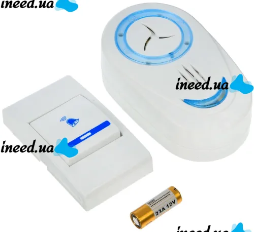 Дверной звонок Luckarm Intelligent 8853 беспроводная кнопка на батарейках, передатчик сигнала и приемник на 32 мелодий для входной двери до 150 м