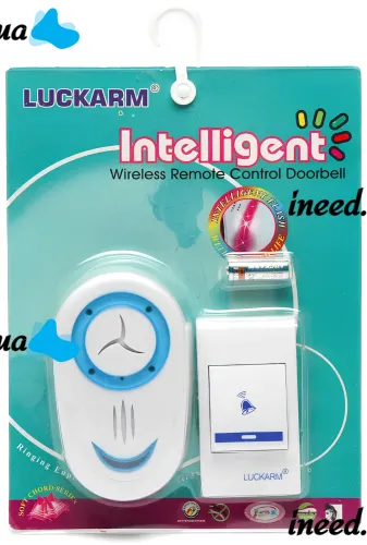 Дверной звонок Luckarm Intelligent 8853 беспроводная кнопка на батарейках, передатчик сигнала и приемник на 32 мелодий для входной двери до 150 м