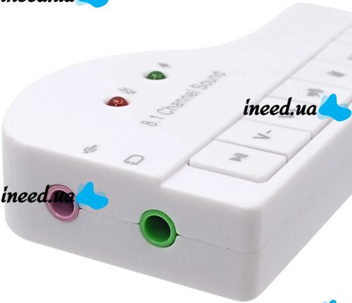 Зовнішня звукова карта USB 8.1 Piano зовнішній звуковий адаптер для ноутбука і ПК комп'ютера, Аудіокарта юсб з кнопками управління 8.3х4.3 см