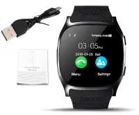 Наручные Смарт часы Smart Watch T8 Black c камерой, диктофоном и фитнес трекером, аккумуляторные умные Bluetooth часы с пульсометром Черные