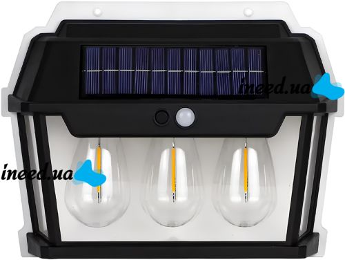 Уличный настенный светильник COBA Solar Wall Lamp HW 999-3W аккумуляторный подвесной фонарь на солнечной батарее с датчиком движения 3 лампы 3 режима