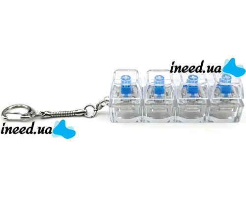 Брелок антистресс кейкап Switch Keychain SK-04 прозрачная игрушка кликер с 4 механическими клавишами, карабином для ключей и RGB подсветкой Jedel