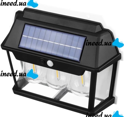 Уличный настенный светильник COBA Solar Wall Lamp HW 999-3W аккумуляторный подвесной фонарь на солнечной батарее с датчиком движения 3 лампы 3 режима