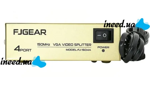 Сплиттер VGA KV-FJ1504A Splitter, Коммутатор 150MHz 4 Port Четыре порта с адаптером разветвитель VGA