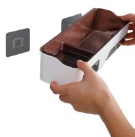 Прямоугольная настенная полка Wall-mounted shelf для ванной комнаты, Навесной многофункциональный органайзер для хранения в ванную Белый с черным
