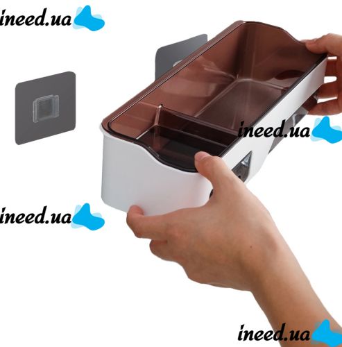 Прямоугольная настенная полка Wall-mounted shelf для ванной комнаты, Навесной многофункциональный органайзер для хранения в ванную Белый с черным